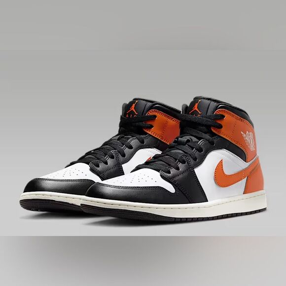 Nike Air Jordan 1 Mid Starfish Black White Orange Men’s Size 8 Brand New Sneaker - Picture 4 of 7